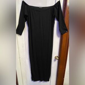 PrettyLittleThing Black Long Off The Shoulder Sleeve Dress